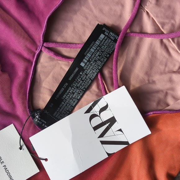 Zara Printed Tulle Swimsuit, Multicolour, NWT, S - Picture 9 of 9